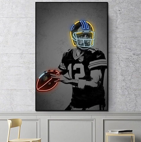 Foot Ball Player Aaron Rodgers Canvas Painting Wallsdefined