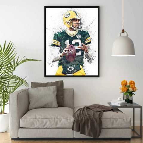 Aaron Rodgers Poster Rugby Sports Canvas Painting Wallsdefined