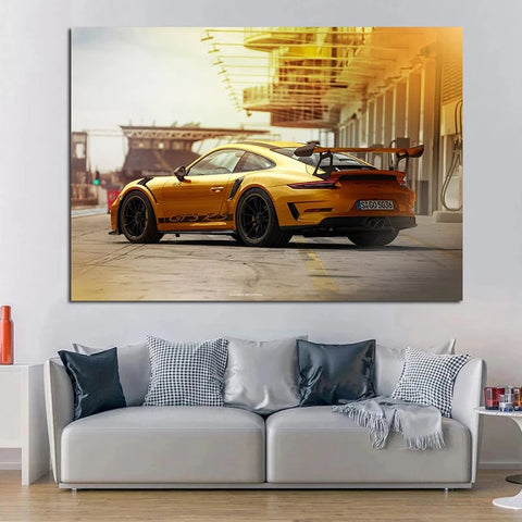 Porsches 911 GT3 Sport Car Canvas Painting Wallsdefined