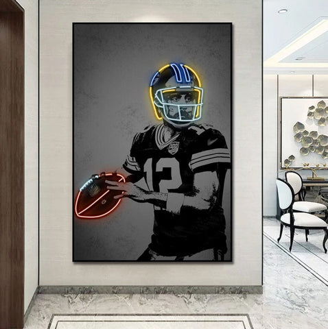 Foot Ball Player Aaron Rodgers Canvas Painting Wallsdefined