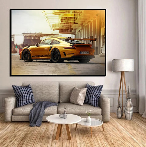 Porsches 911 GT3 Sport Car Canvas Painting Wallsdefined