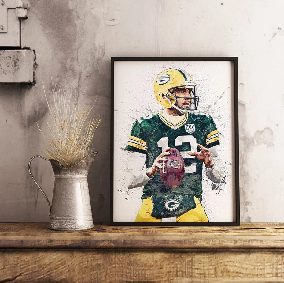 Aaron Rodgers Poster Rugby Sports Canvas Painting Wallsdefined