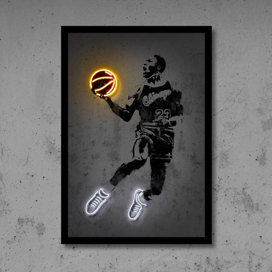 Neon Basketball Sport Posters Canvas Painting Wallsdefined