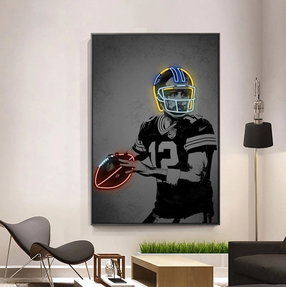 Foot Ball Player Aaron Rodgers Canvas Painting Wallsdefined