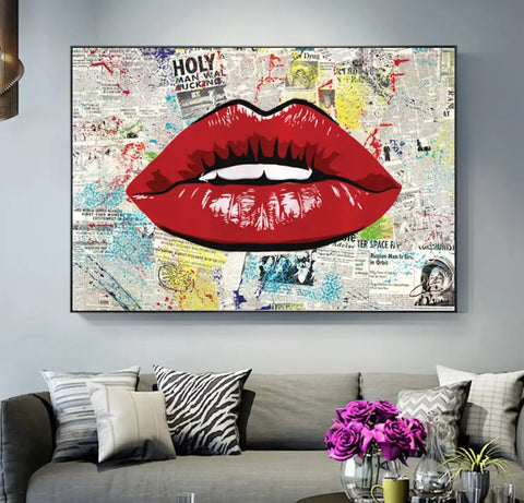 Red Lips Canvas Painting My Store