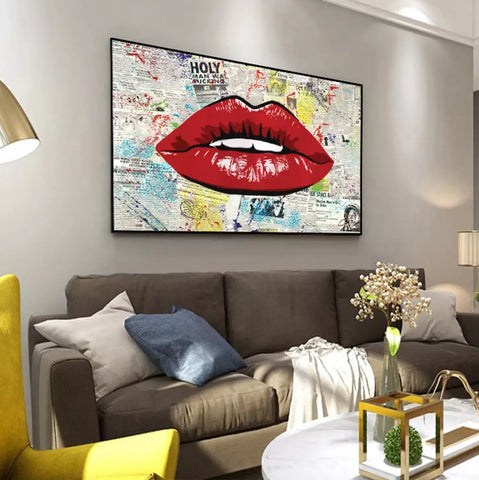 Red Lips Canvas Painting My Store