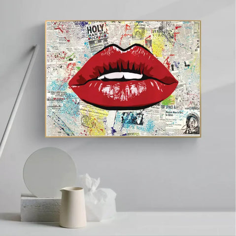 Red Lips Canvas Painting My Store