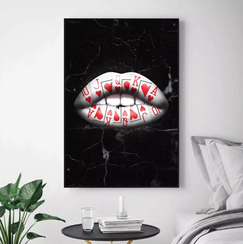 Royal Flush Lips Spades Hearts Art Canvas My Store