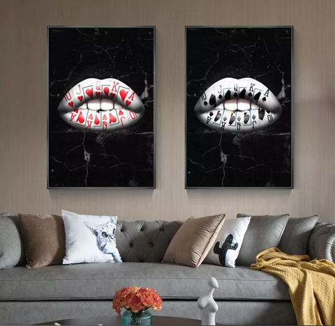 Royal Flush Lips Spades Hearts Art Canvas My Store