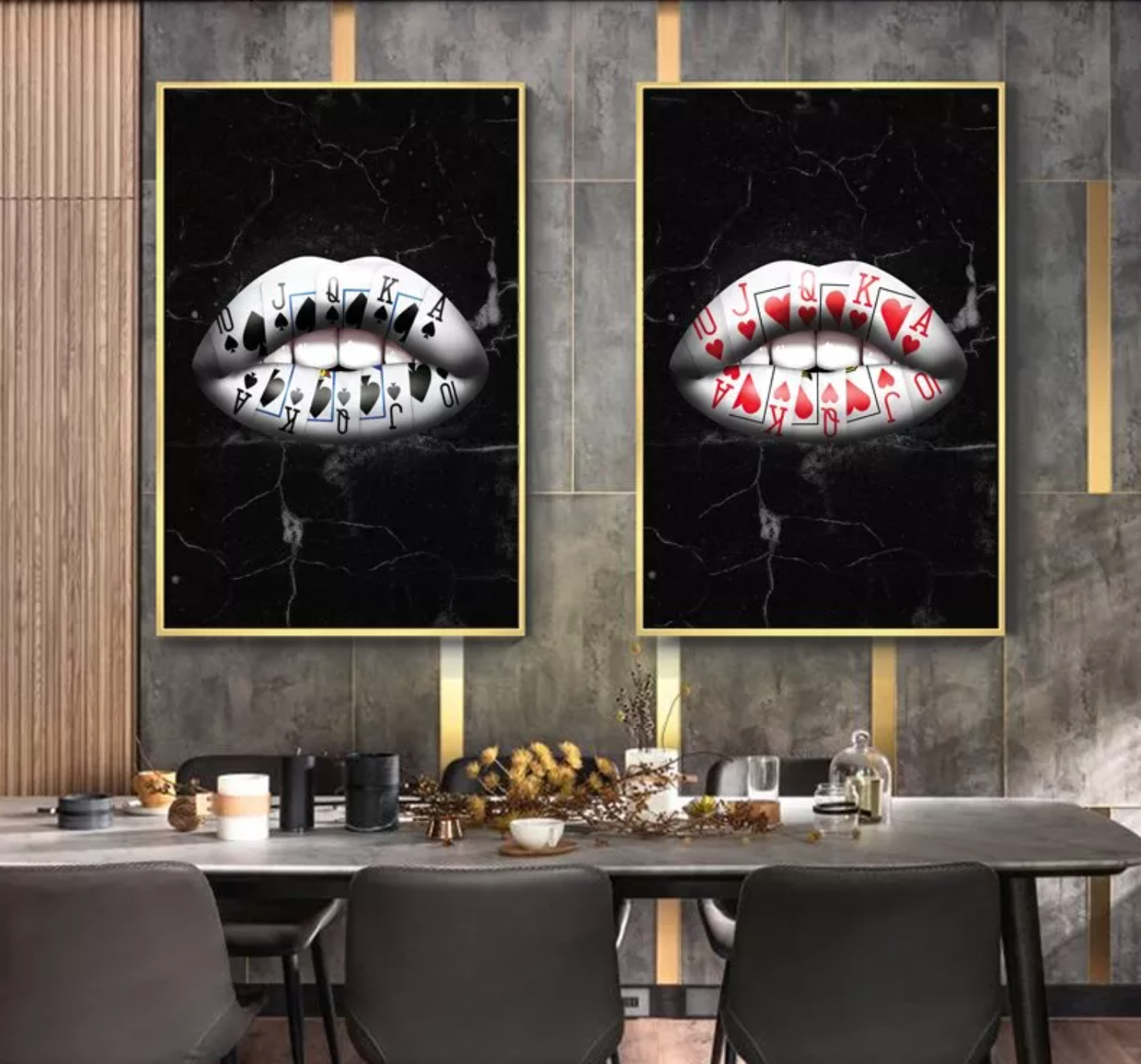 Royal Flush Lips Spades Hearts Art Canvas My Store