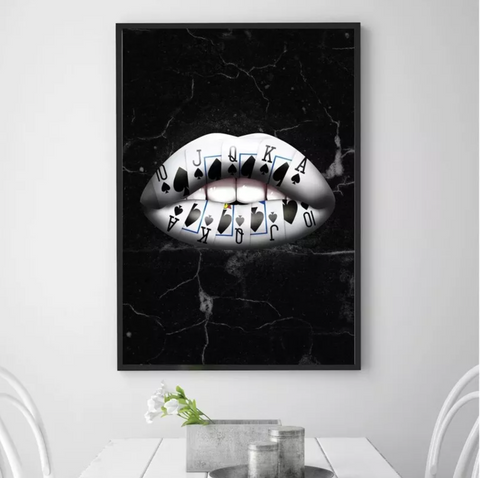 Royal Flush Lips Spades Hearts Art Canvas My Store