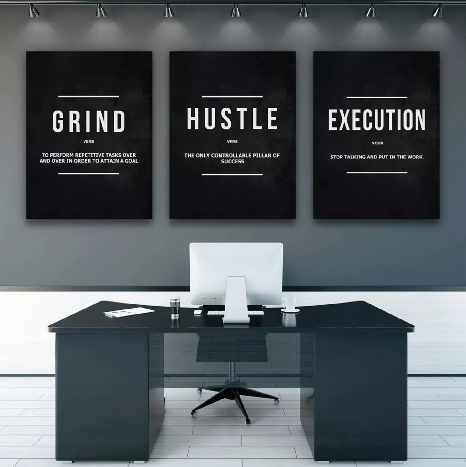 Grind, Hustle, Execution | Motivational Canvas Print My Store