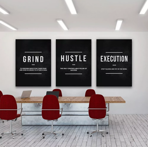 Grind, Hustle, Execution | Motivational Canvas Print My Store