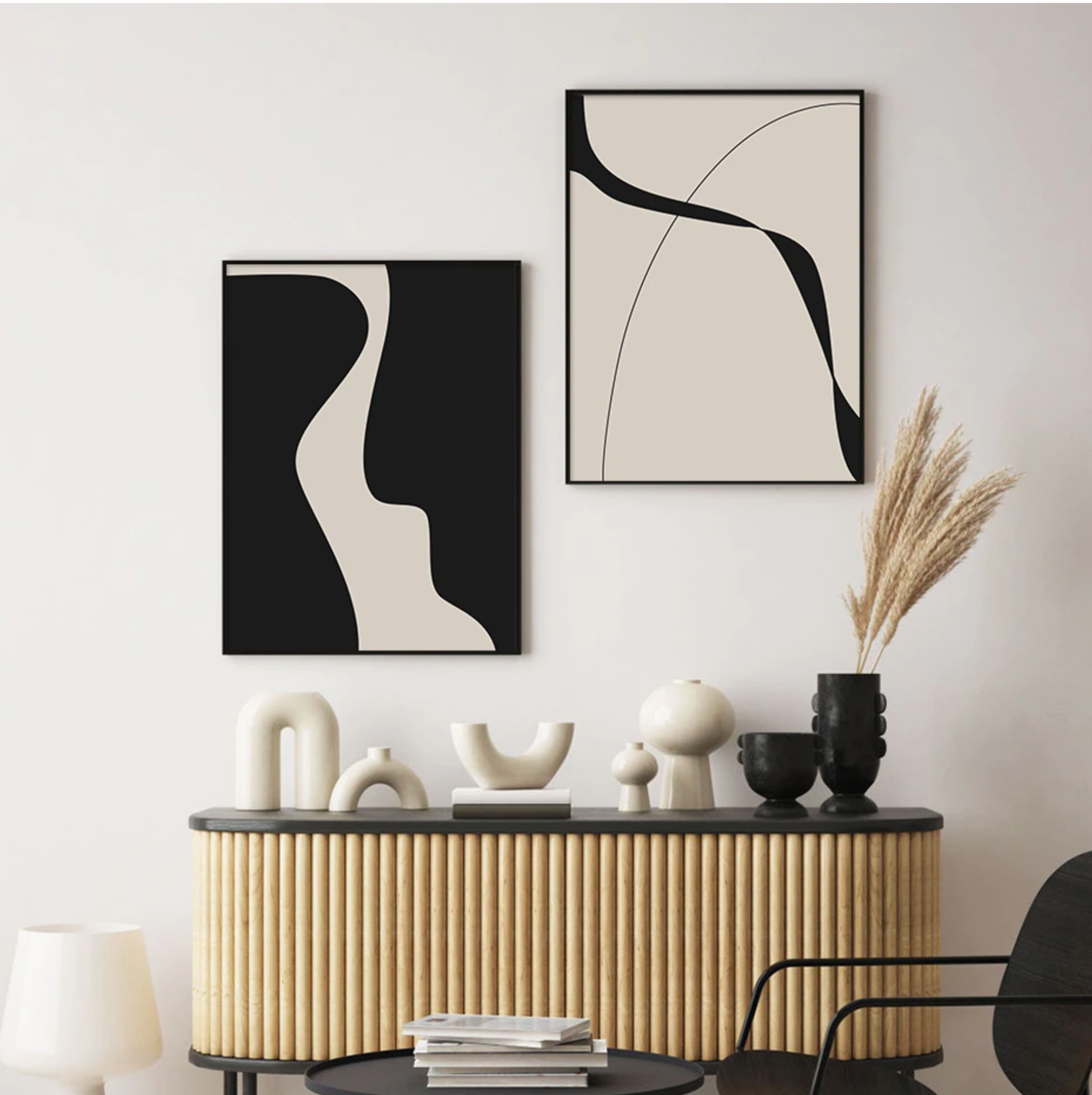 Geometric Black Beige Modern Posters Canvas Painting Wallsdefined