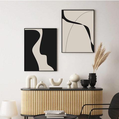 Geometric Black Beige Modern Posters Canvas Painting Wallsdefined