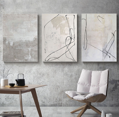 Beige Black Picture Canvas Painting Wall Art Nordic Minimalist Poster Abstract Print Wallsdefined