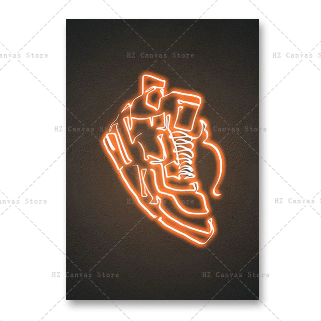 Neon Art Sneaker Canvas Painting Wallsdefined