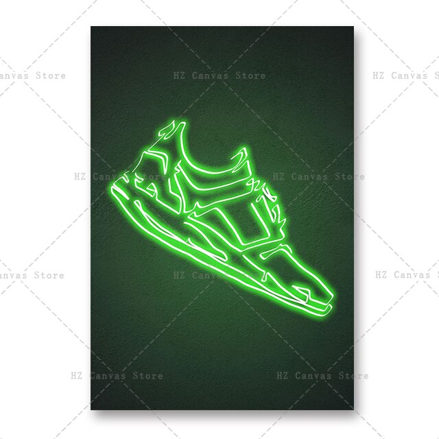 Neon Art Sneaker Canvas Painting Wallsdefined