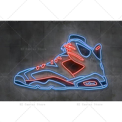 Neon Art Sneaker Canvas Painting Wallsdefined